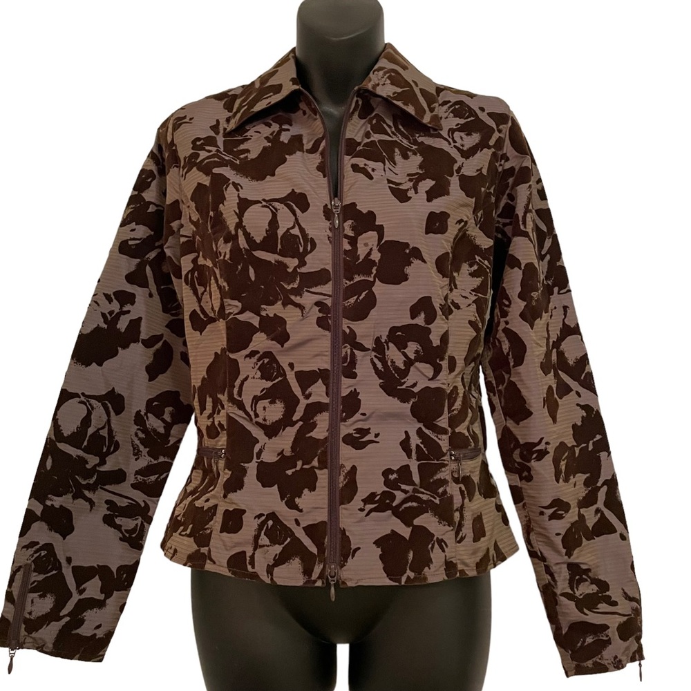 Anne Fontaine Iridescent Brown/Purple Burnout Floral Top/Jacket - Size 1
